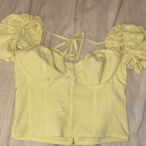 Puff sleeve bustier crop top